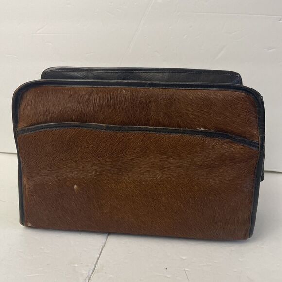 Avelar Cowhide Handbag Crossbody Purse Dark Brown Cow Leather Fur Made Mexico - Picture 2 of 14